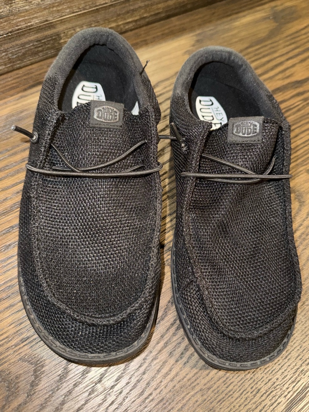 Hey Dude Black Knit Slip-On Loafers